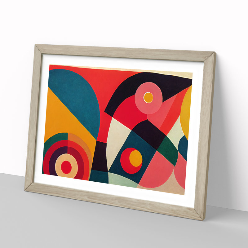 Five Star Abstract - Single Picture Frame Painting, 46cm H x 64cm W x 2cm D, Oak