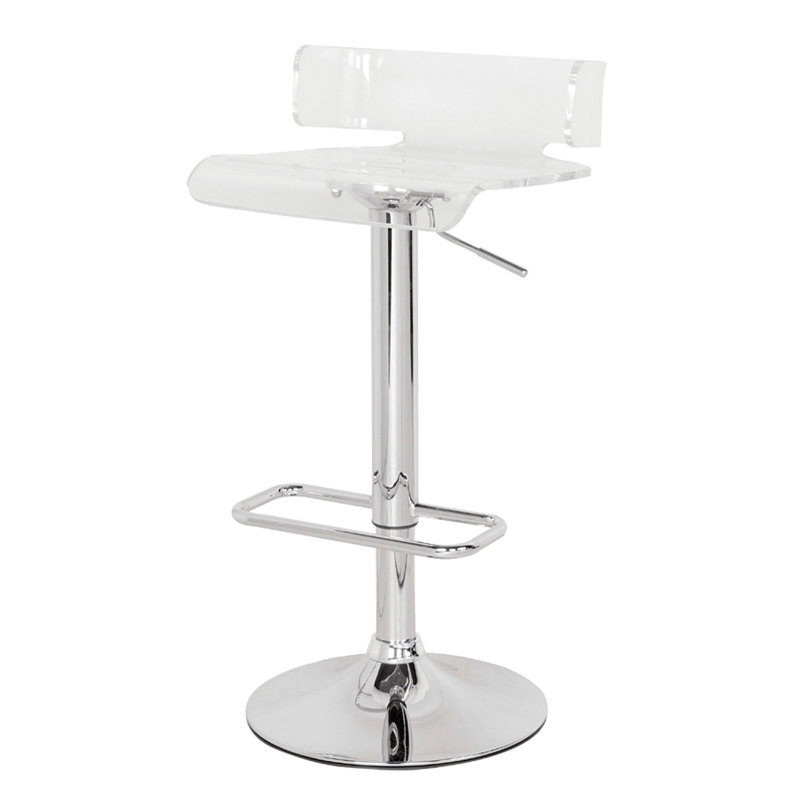 Tabouret transparent et réglable avec assise confortable en acrylique