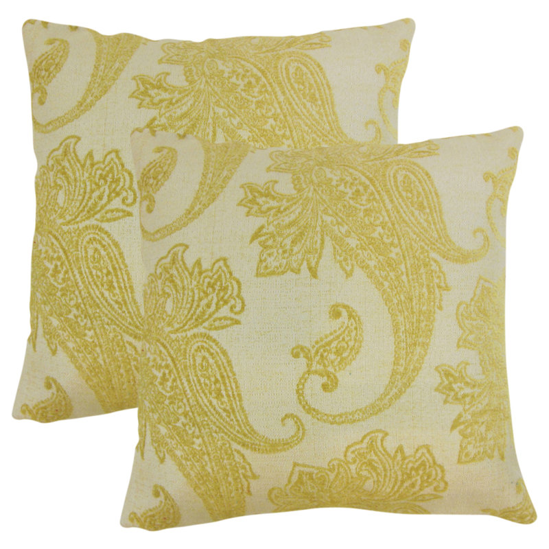 Paisley Feather Reversible Throw Pillow, Lichen