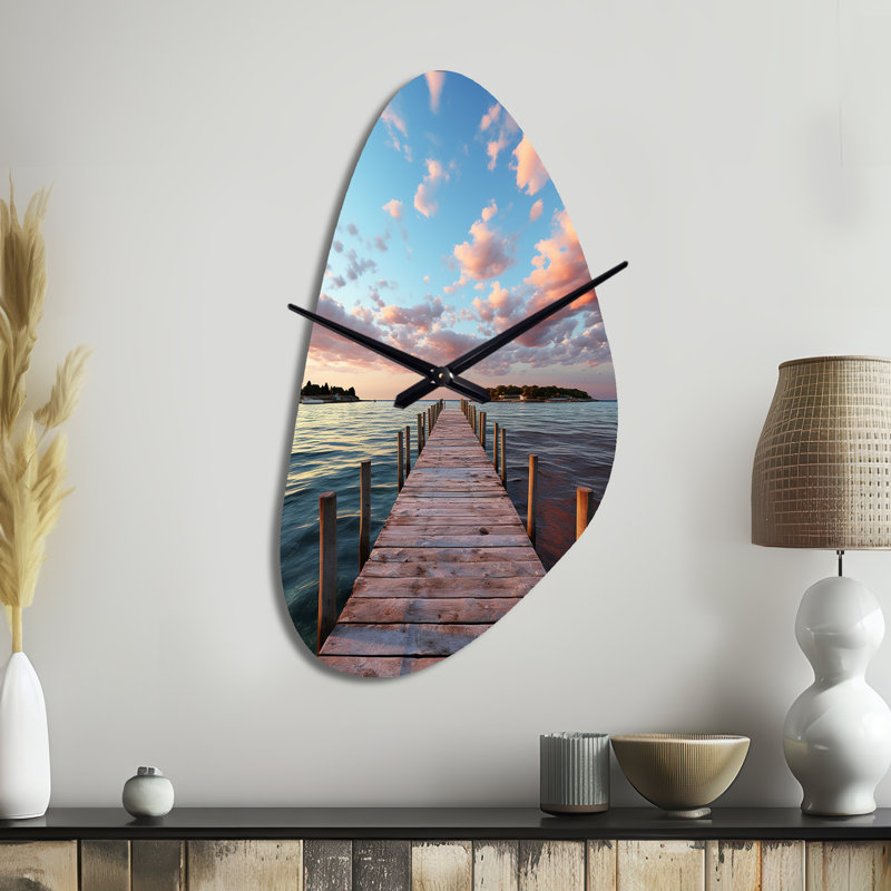 Horloge murale de forme unique Pier - Dock Tranquil I - Pier, Grand