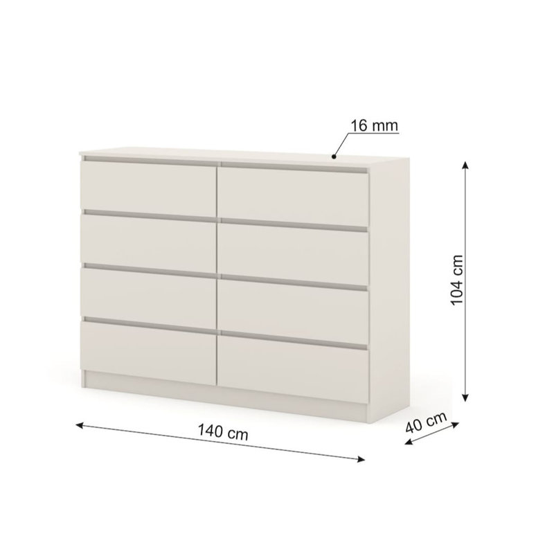 Tarius 140cm W Chest of Drawers, Cashmere