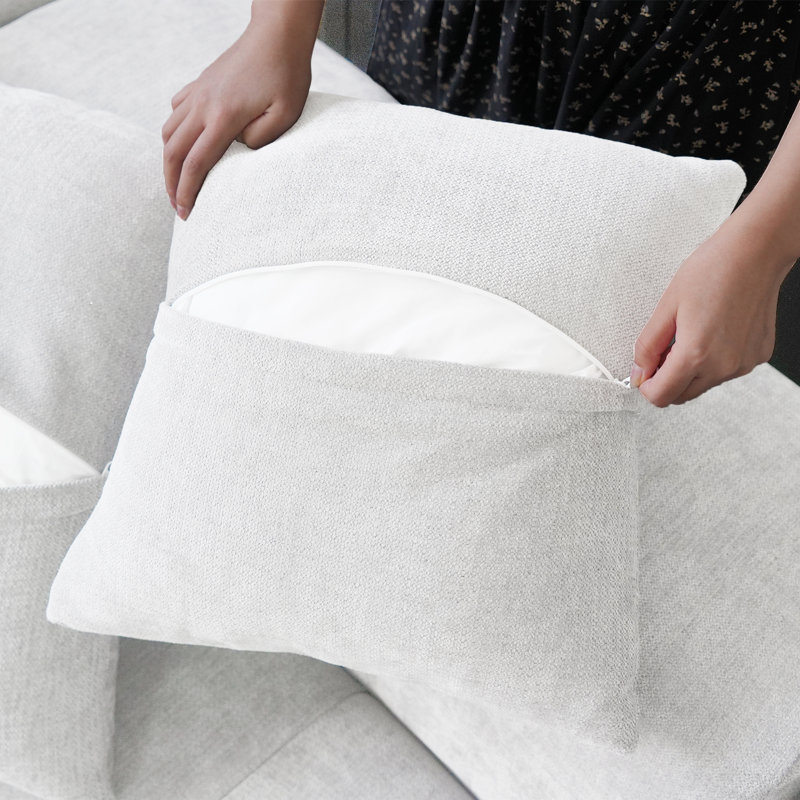 Kay Crumley 7-Piece Upholstered Modern Linen Fabric Sectional Sofa With Ottoman, White