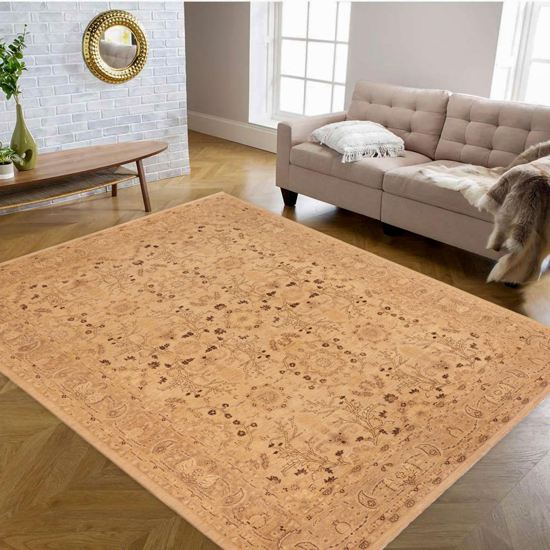 Tapis brun clair oriental en laine noué à la main 10 pi 1 po x 13 pi 1 po Oriental
