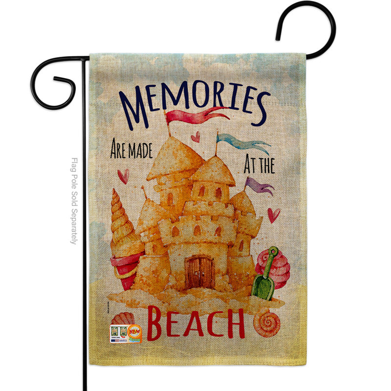 En toile jute de plage souvenirs 2 côtés 19 x 13 po drapeau de jardin