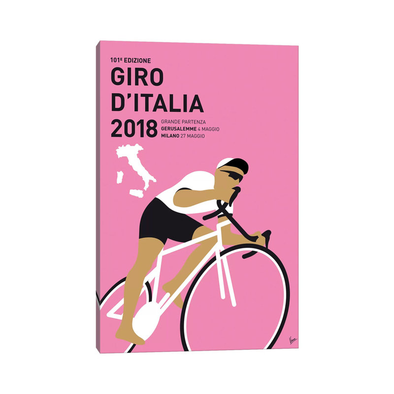 Giro D'italia 2018 Minimal Poster by Chungkong - Wrapped Canvas Print, 20.32 cm H x 30.48 cm W