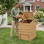 Bac à compost extérieur en bois massif, porte coulissante verrouillable et ouverture rabattable pratique, finition anti-corrosion résistante aux intempéries, convient à la cour, au jardin