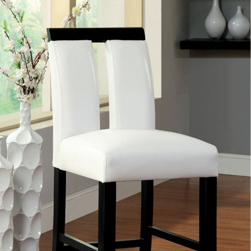Azaraya Upholstered Faux Leather Counter Stool, Beige/Black