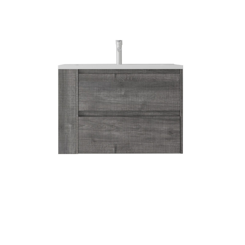 Meuble-lavabo flottant 30 po avec lavabo, porte à fermeture en douceur, lavabo en céramique, contreplaqué, Grey