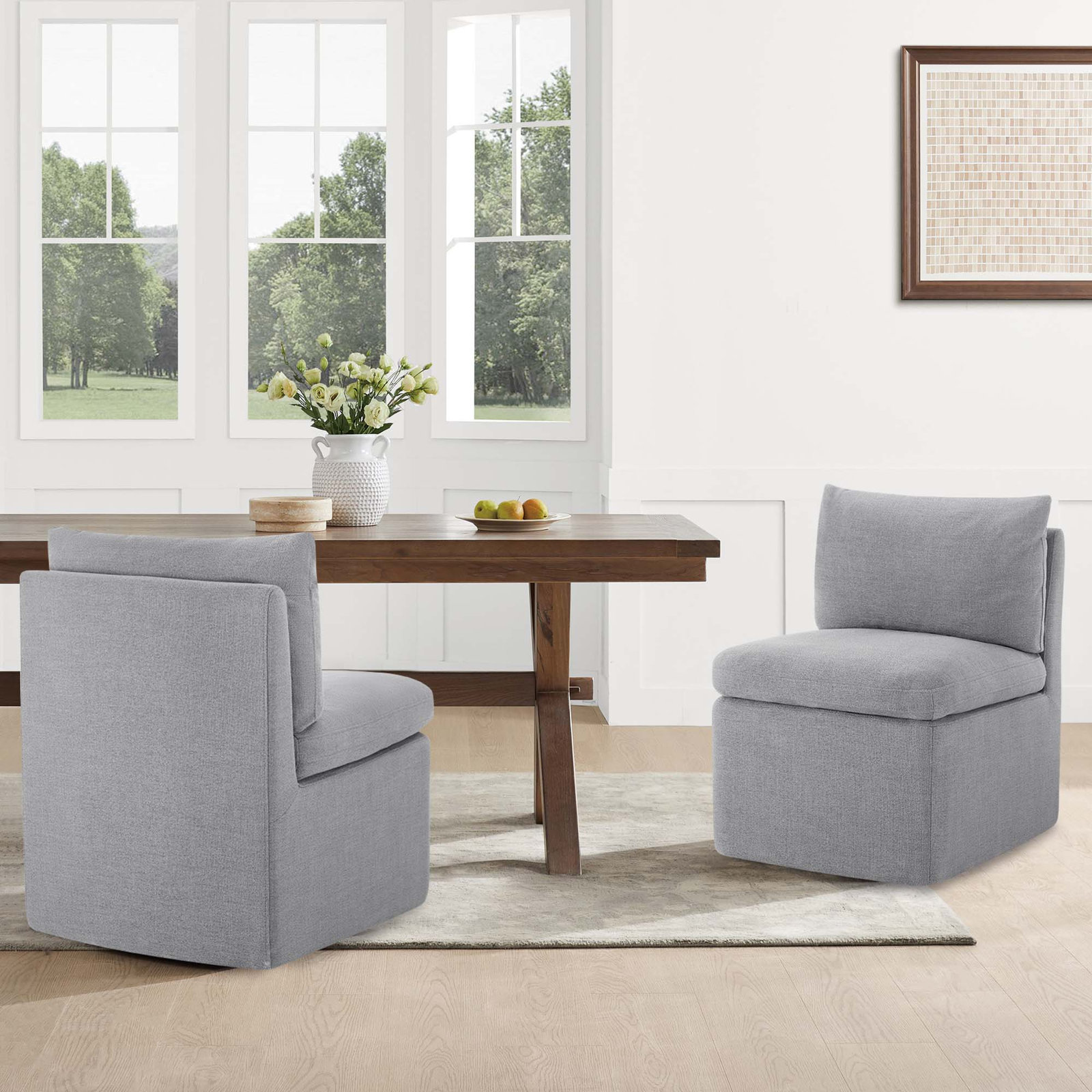 Alayaa Dining Chair, Effie Gray Performance Linen