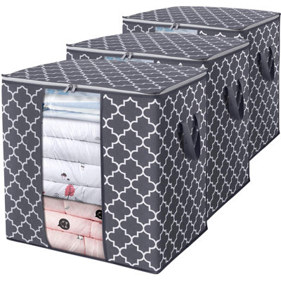 Paquet de 3 sacs de rangement robustes de 100 L avec poignées renforcées transparentes pour fenêtre transparente