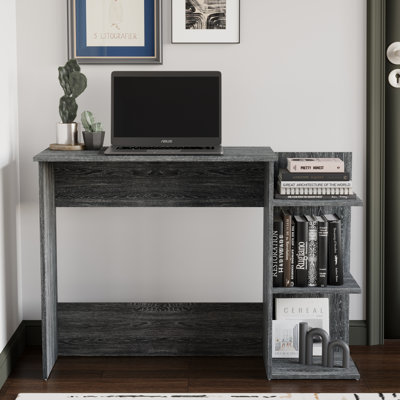 3-Tier Side Shelf Writing Desk in Dark Grey