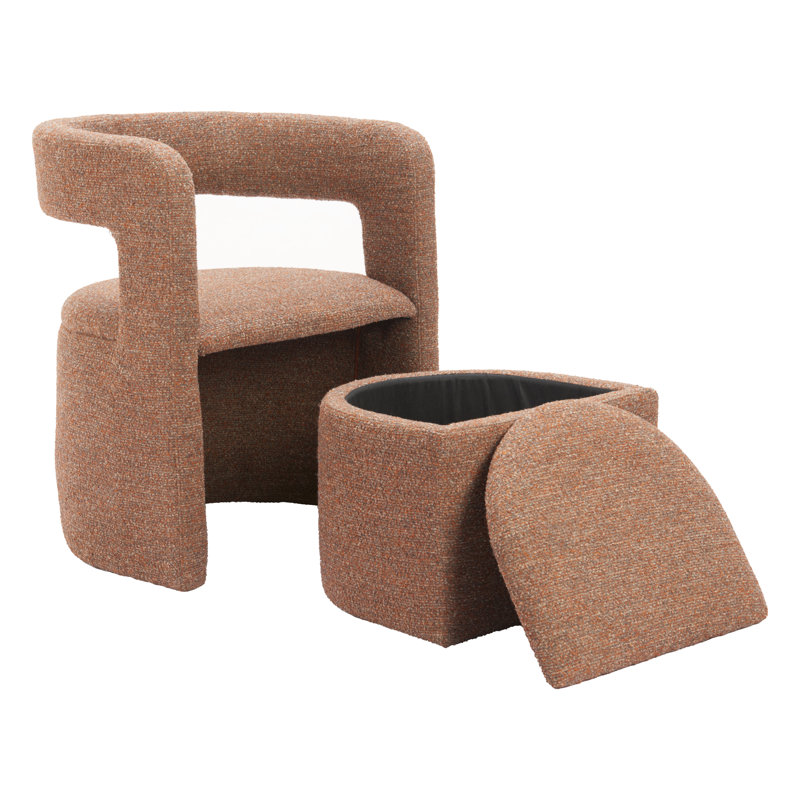 Fauteuil d'appoint et repose-pieds Atria brun fauve