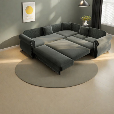 Canapés d'angle à compression, canapé-lit moderne en chenille de 88 pouces pour la maison