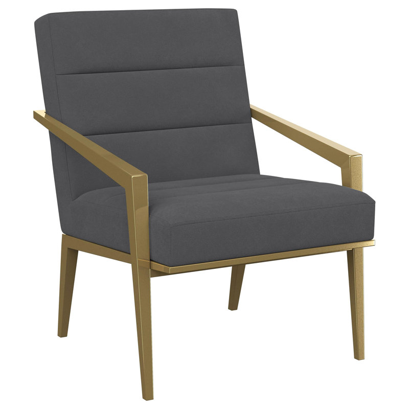 Kirra Upholstered Metal Arm Accent Chair, Gray Polyester
