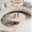 Table basse moderne en pierre naturelle de travertin 35,4 po avec texture fluide mat, centre de table de salle à manger de cuisine-1471237764