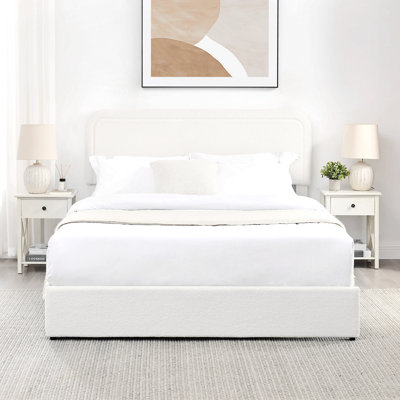 Criselle Bed Frame with Headboard Boucle Bed Frame with 4 Drawers Storage Bed Adjustable Headboard