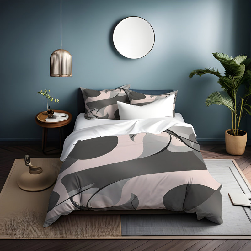 Polyester Abstract Duvet Cover, King Duvet Cover + 2 King Shams