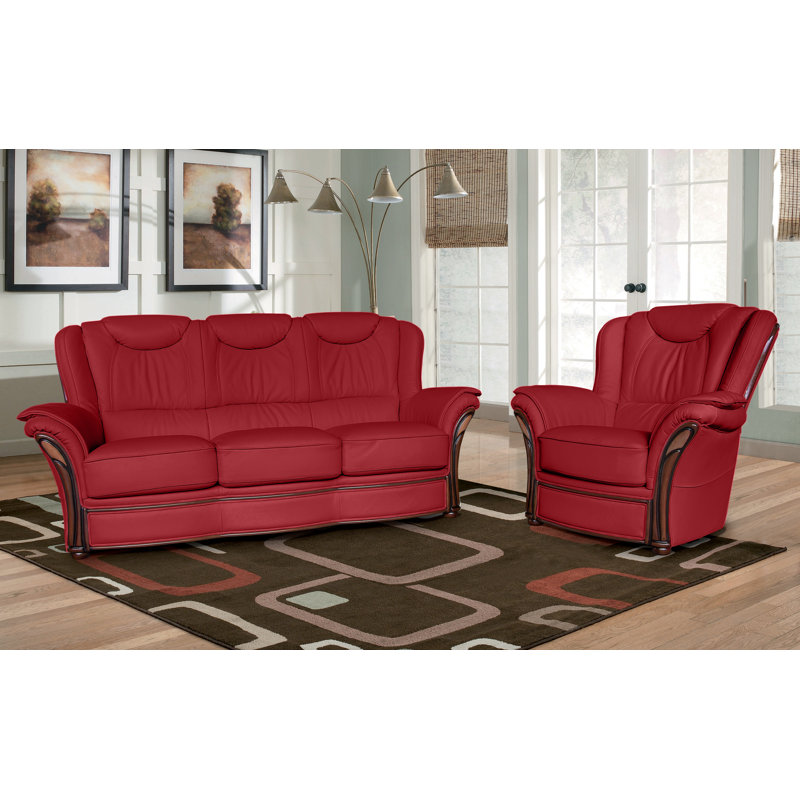 Higbee 2 - Piece Faux Leather Living Room Set, Bordeaux