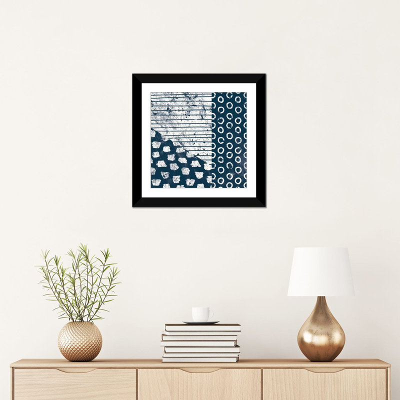 « marking tile tile iv », reproduction d’impression sur toile, H 16 po x l 16 po x P 1 po, Papier d'art encadré noir, Blanc