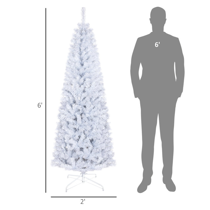 Arbre de Noël artificiel 6 pi, mince avec 618 pointes, branche blanche ambiance réaliste