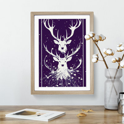 Two Striking Stags 1 Piece Single Picture Frame Wall Art