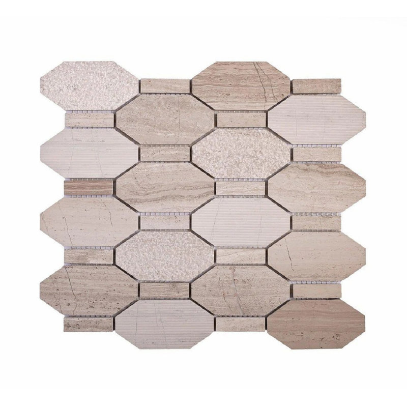 Carreau de mosaïque hexagonal en marbre texturé 11 "x 12,2"