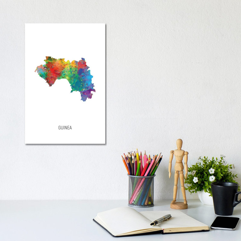 Guinea Map by Michael Tompsett - Wrapped Canvas Print, 30.48cm H x 20.32cm W x 1.905cm D