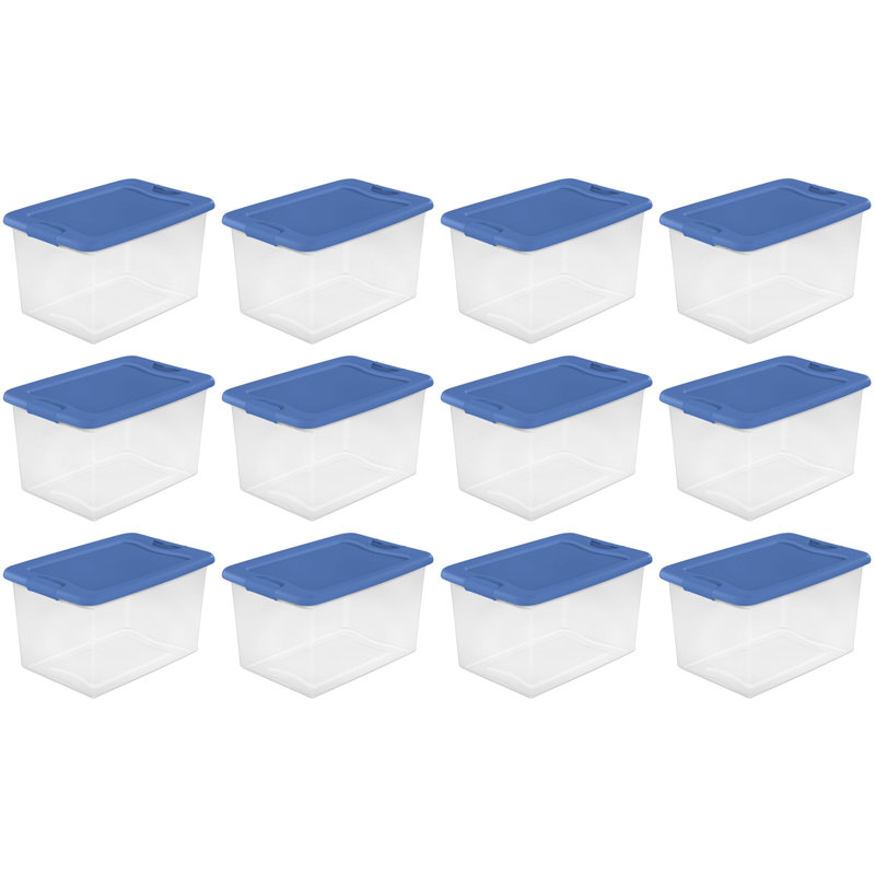Sterilite Plastic Storage Bin, Blue, 12-Pack