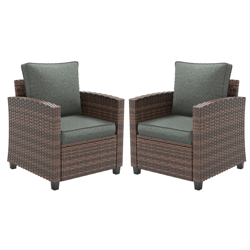 Patio Single Chair With Cushion(Set Of 2), Gray