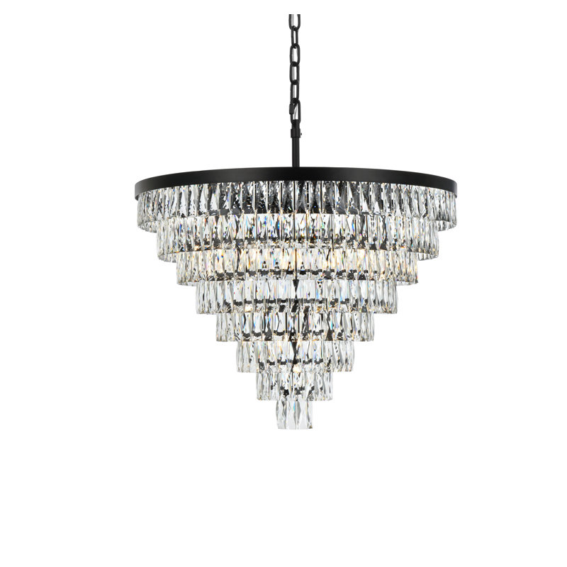 Lustre rond 36 pouces Iva, Noir, noir, noir, noir