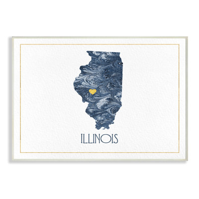 «Illinois Minimal Blue Marbré Silhouette» par Daphne Polselli, impression