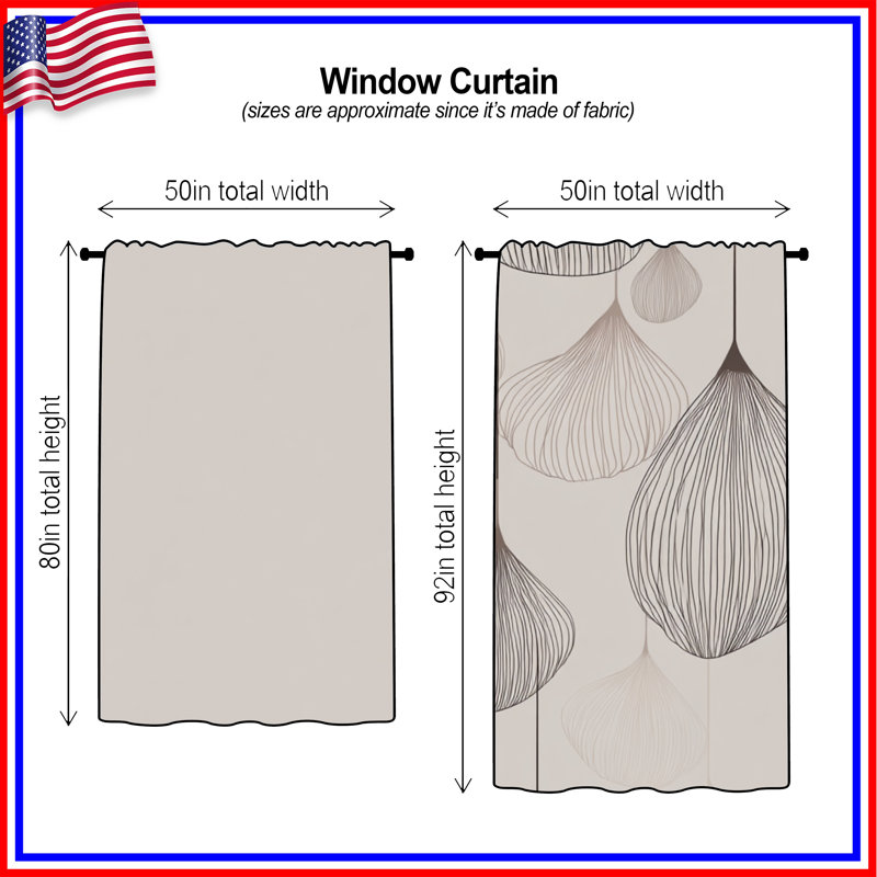 Rideaux abstraits, voilages et voilages abstraits - 1 panneau, 50 po x 80 po - 1 panneau, Transparent
