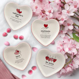 Valentine's Day Set of 4 Heart Shaped Tid Bit Plates