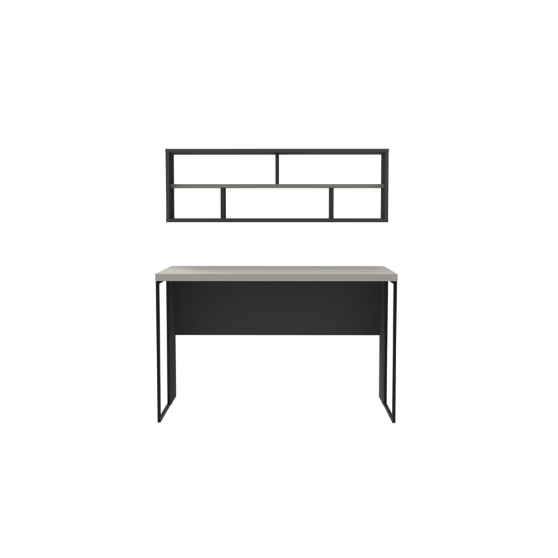 Traudel Writing Desk With Wall Shelf, Anthracite/White