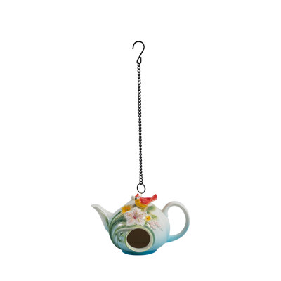 Théière suspendue en porcelaine 19,25 "avec cardinal" Rebecca "