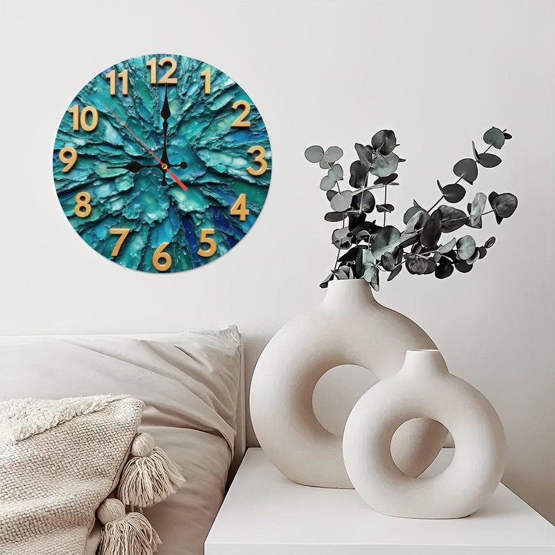 Horloge sur texture bleu sarcelle