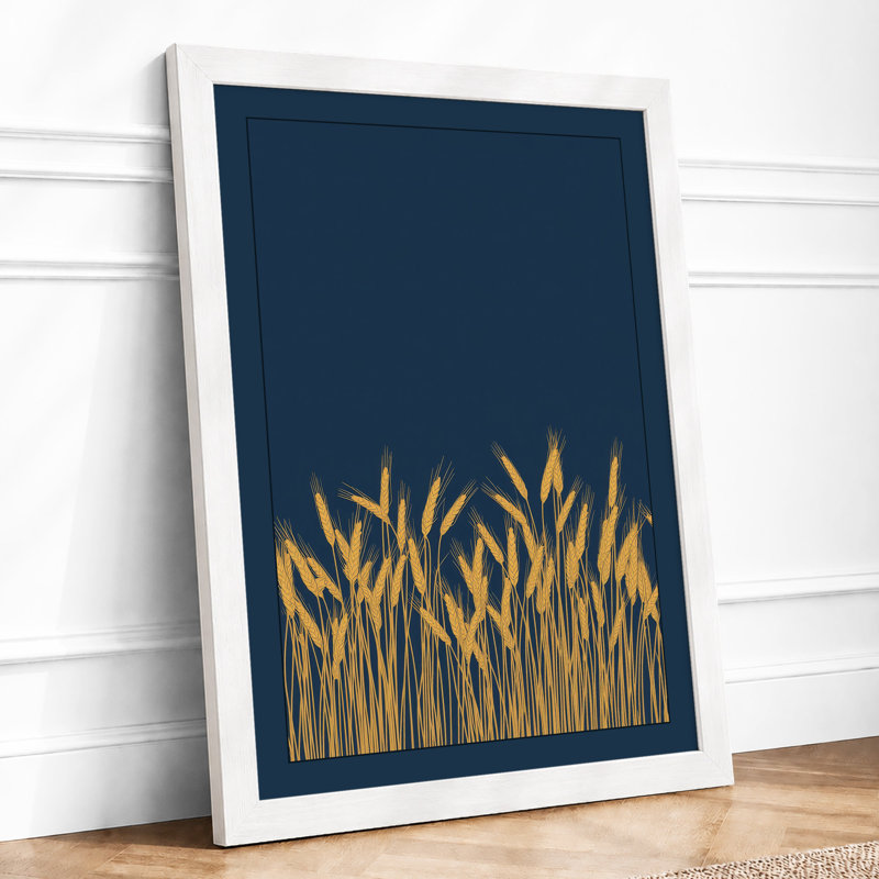 Golden Wheat Fields Minimalist - Framed Print, A3 - 42.0 x 29.7 cm, White