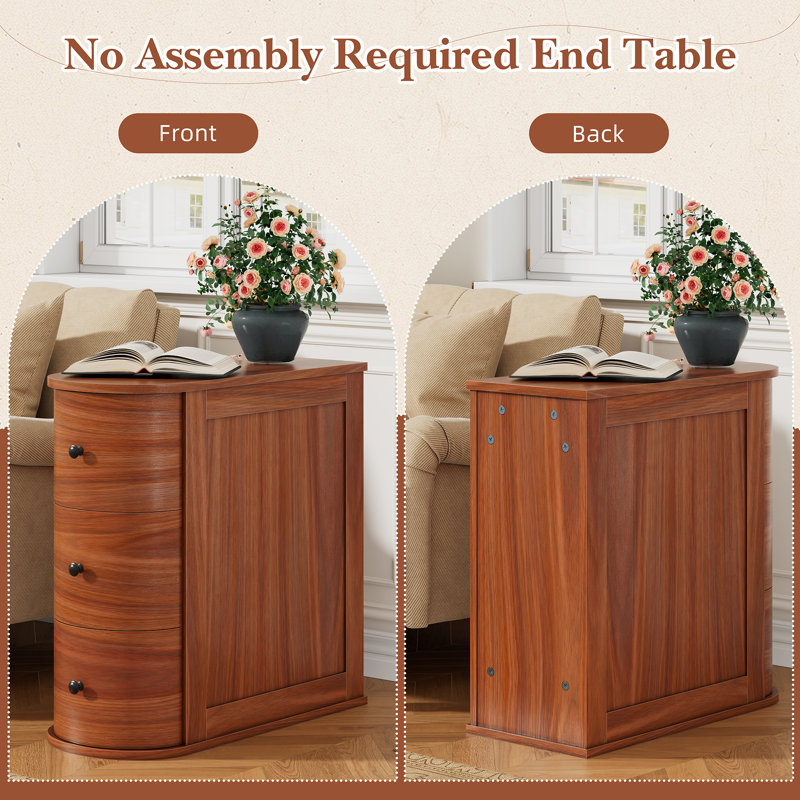 Table d'appoint étroite à 3 tiroirs en bois Malaga , Brun