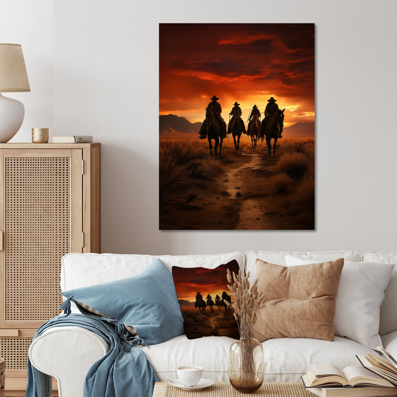 Western Sunset Riders - Décoration murale en métal Western, H 20 po x l 12 po x P 1 po