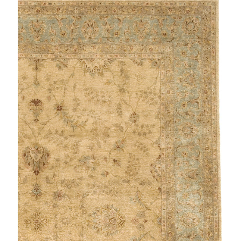 Wool Oriental Area Rug in Camel/Light Green, Rectangle 15' x 20'