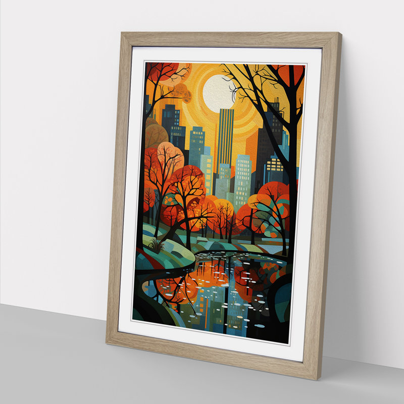 Central Park Constructivism - Single Picture Frame Print on Wood, 34cm H x 25cm W x 2cm D, Oak Framed