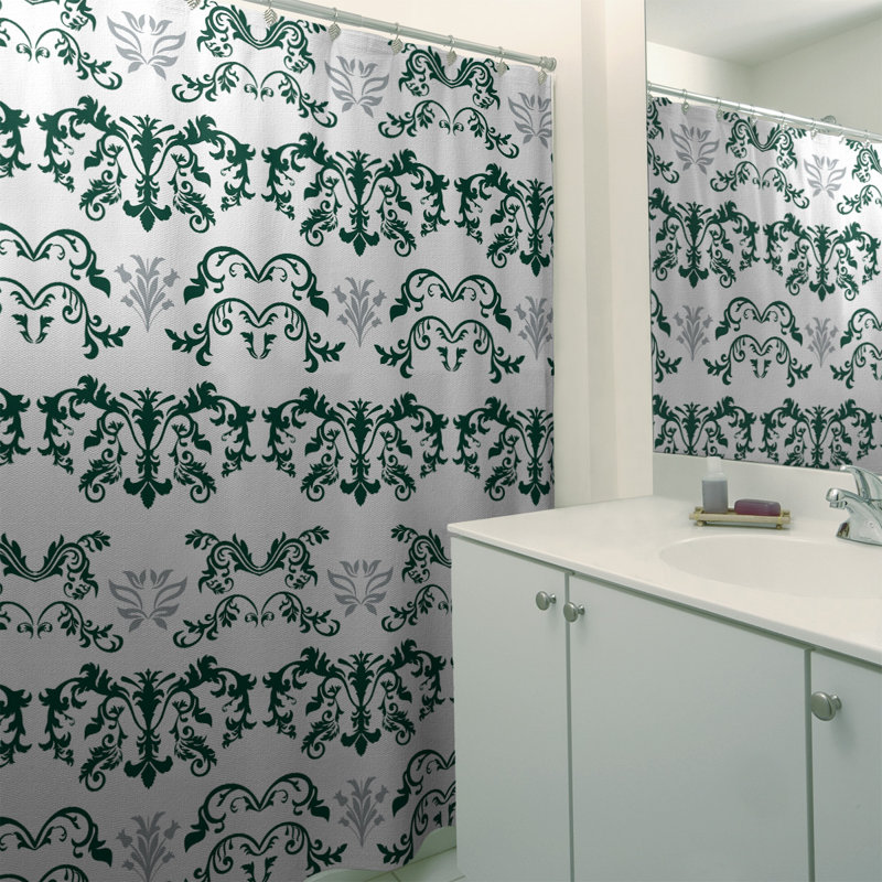 Rideau de douche New York, Blanc / Vert / Gris