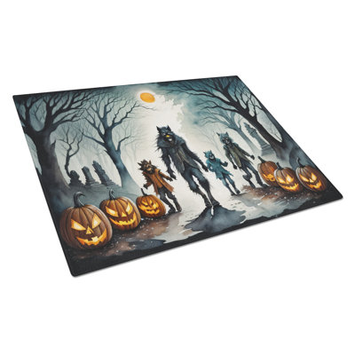Werewolves Spooky Halloween Glass Cutting Board Large