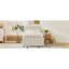 Lit plateforme tapissier simple avec lit gigogne et 3 tiroirs, tissu en lin-11610588