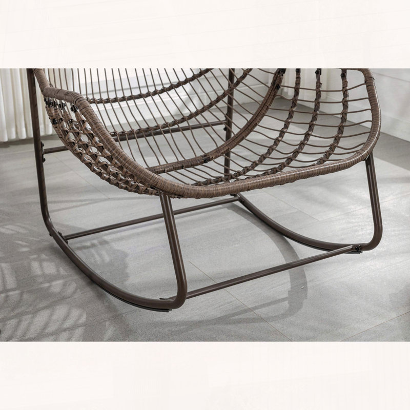 Chaise berçante surdimensionnée en rotin tissé à la main avec coussin rembourré, Marine