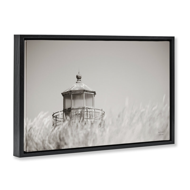 «Swaying Reeds & Lighthouse», toile flottante encadrée noire par Nathan Larson, Noir, H 17 po x l 25 po