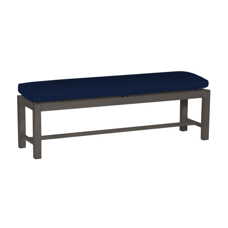 Banc d'extérieur sans dossier 60 po Club Wrought, Welt, Velours indigo, Gris ardoise