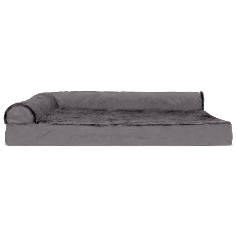  Plush & Velvet Deluxe L-Chaise Orthopedic Pet Bed, Jumbo (40" W x 32" D x 8" H), Platinum Gray, Orthopedic Foam