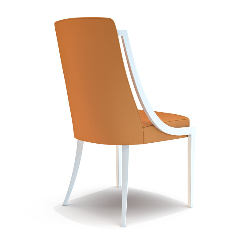 Volari Leather Dining Chair, Orange, Lacquered White