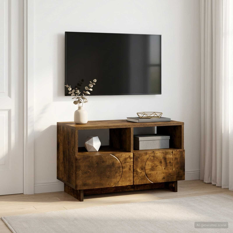 TV Stand, 40cm H x 60cm W x 34.5cm D, Smoked Oak